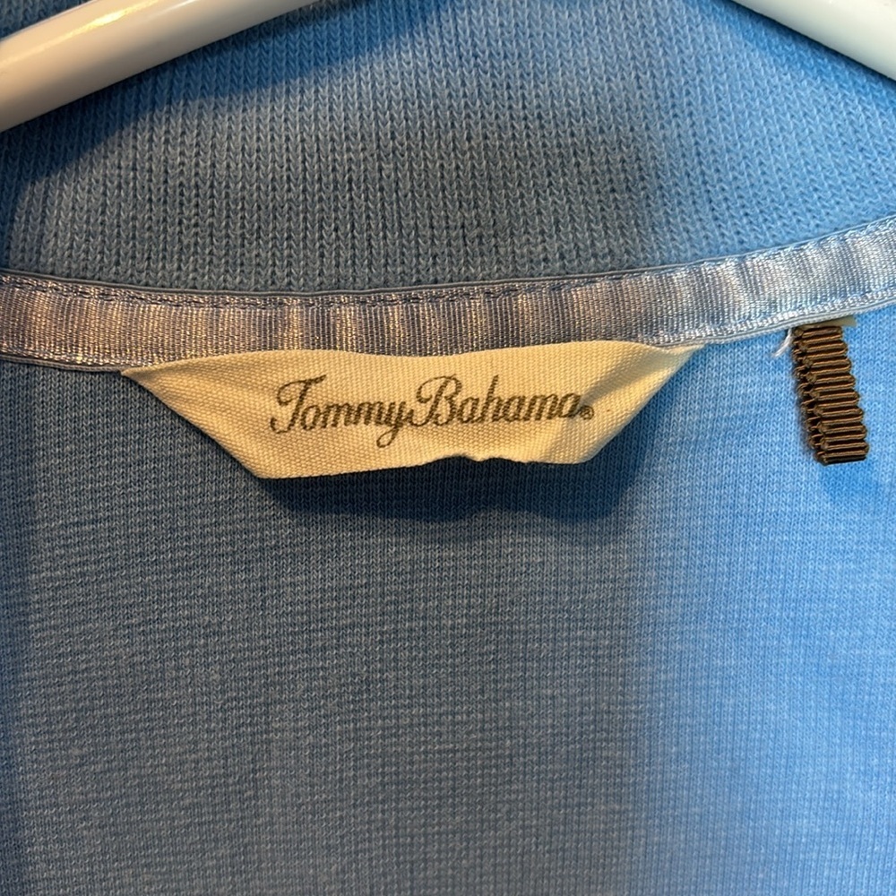 Tommy Bahama Full Zip Light Blue Cotton Sweater - Picture 4 of 7